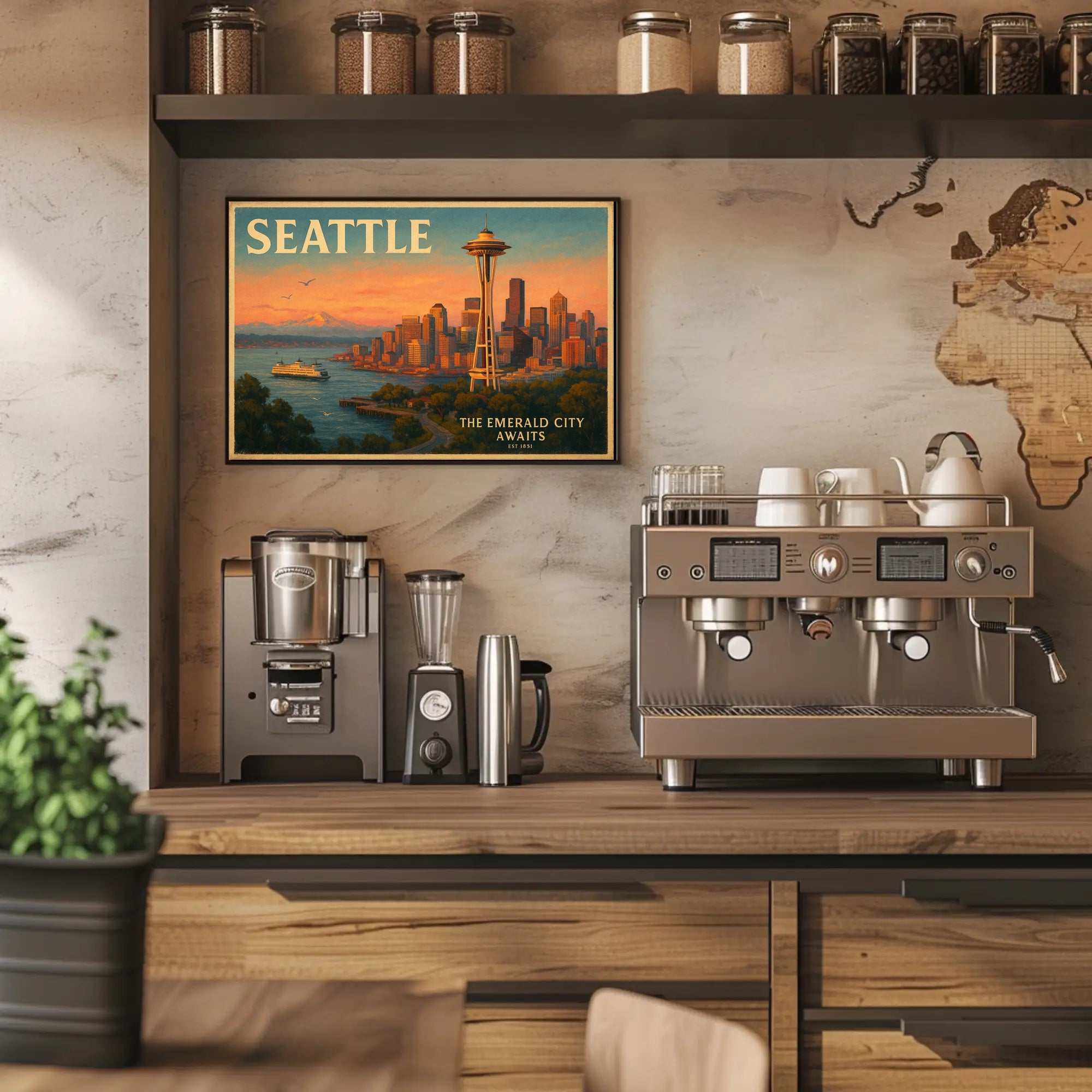 Seattle Travel Poster Art Print for Home Decor