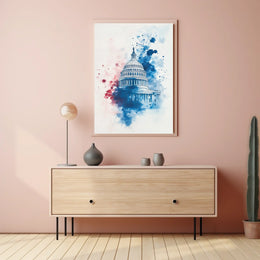US Capitol Dome Americana Vintage Style Wall Art Poster