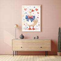 Patriotic Goose With Starry Bow Tie Artwork Poster