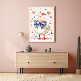 Patriotic Goose With Starry Bow Tie Artwork Poster