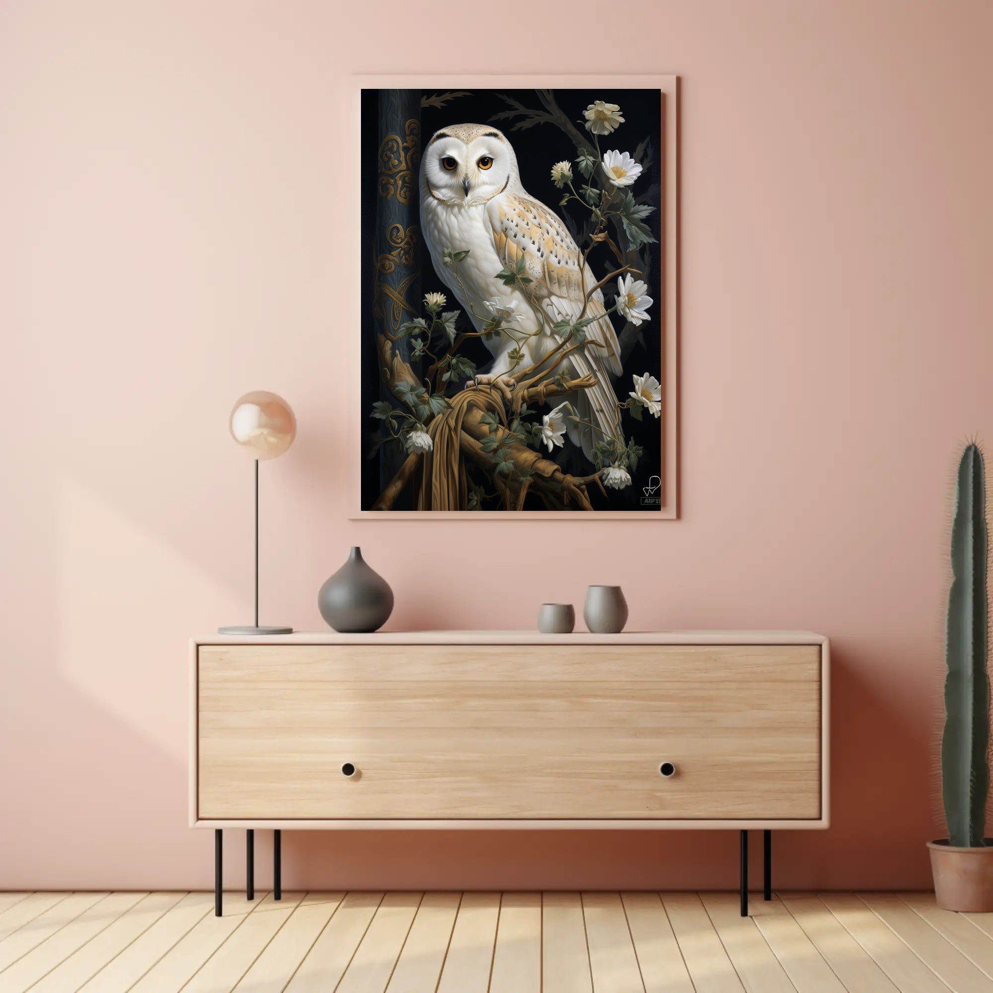 Majestic Owl In Bloom Poster PosterGoat