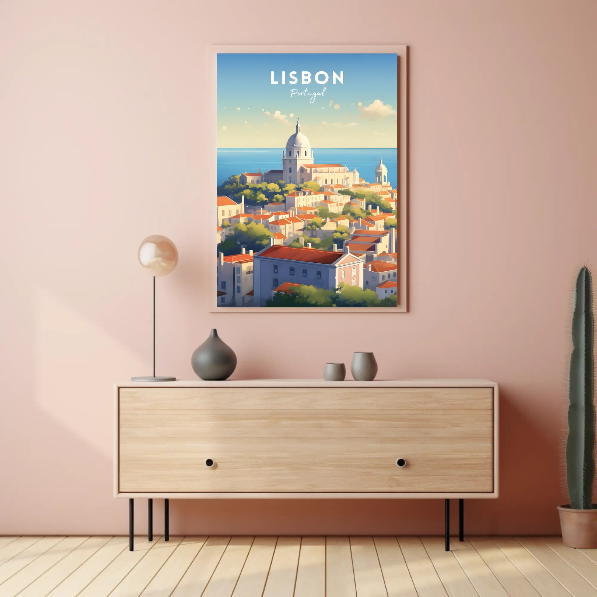 Lisbon Cityscape Coastal View Urban or Cityscape Poster