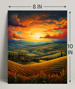 Sunset Over Rolling Hills Poster
