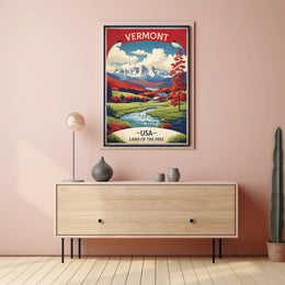Vermont Autumn Scene Vintage Travel Poster