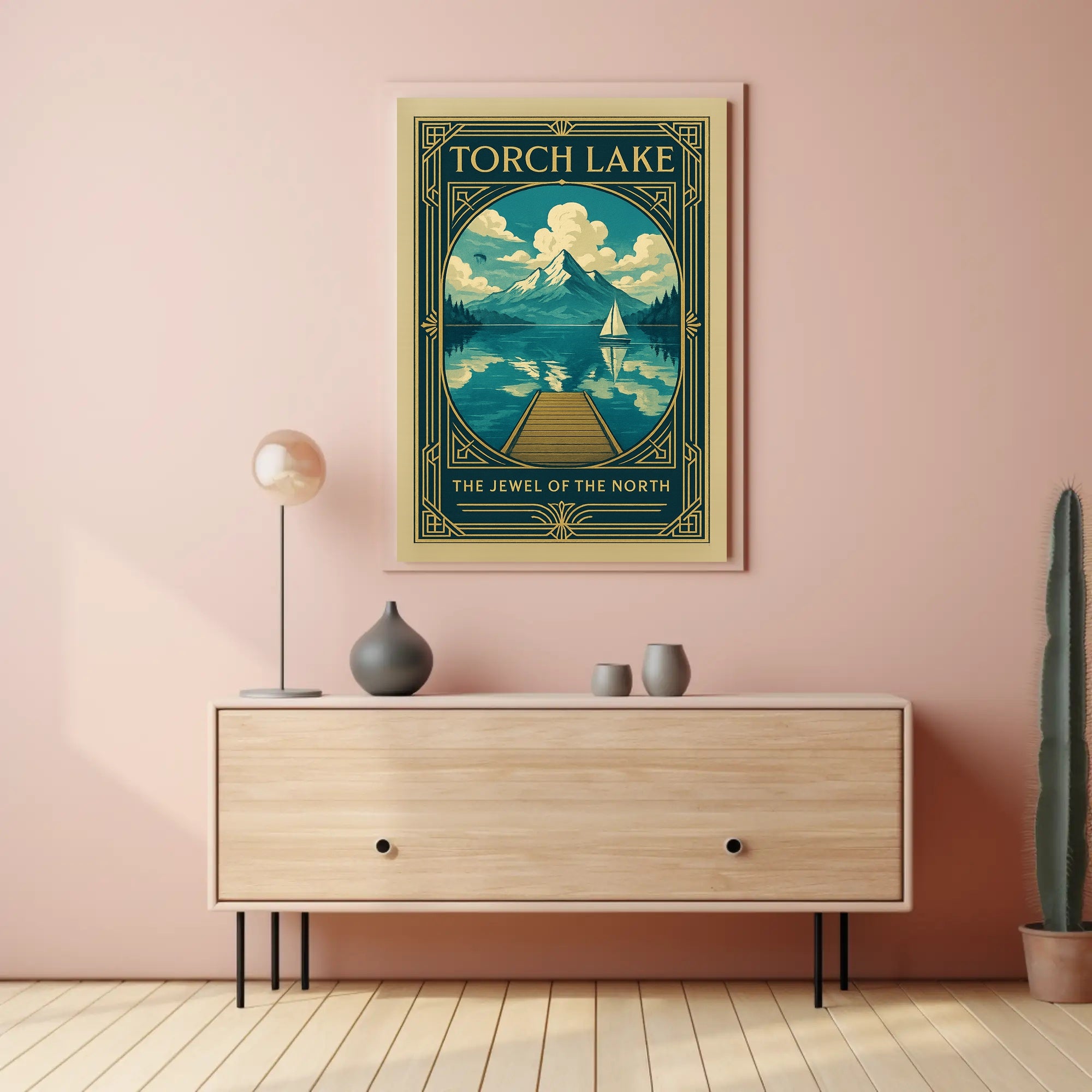 Torch Lake Vintage Travel Poster