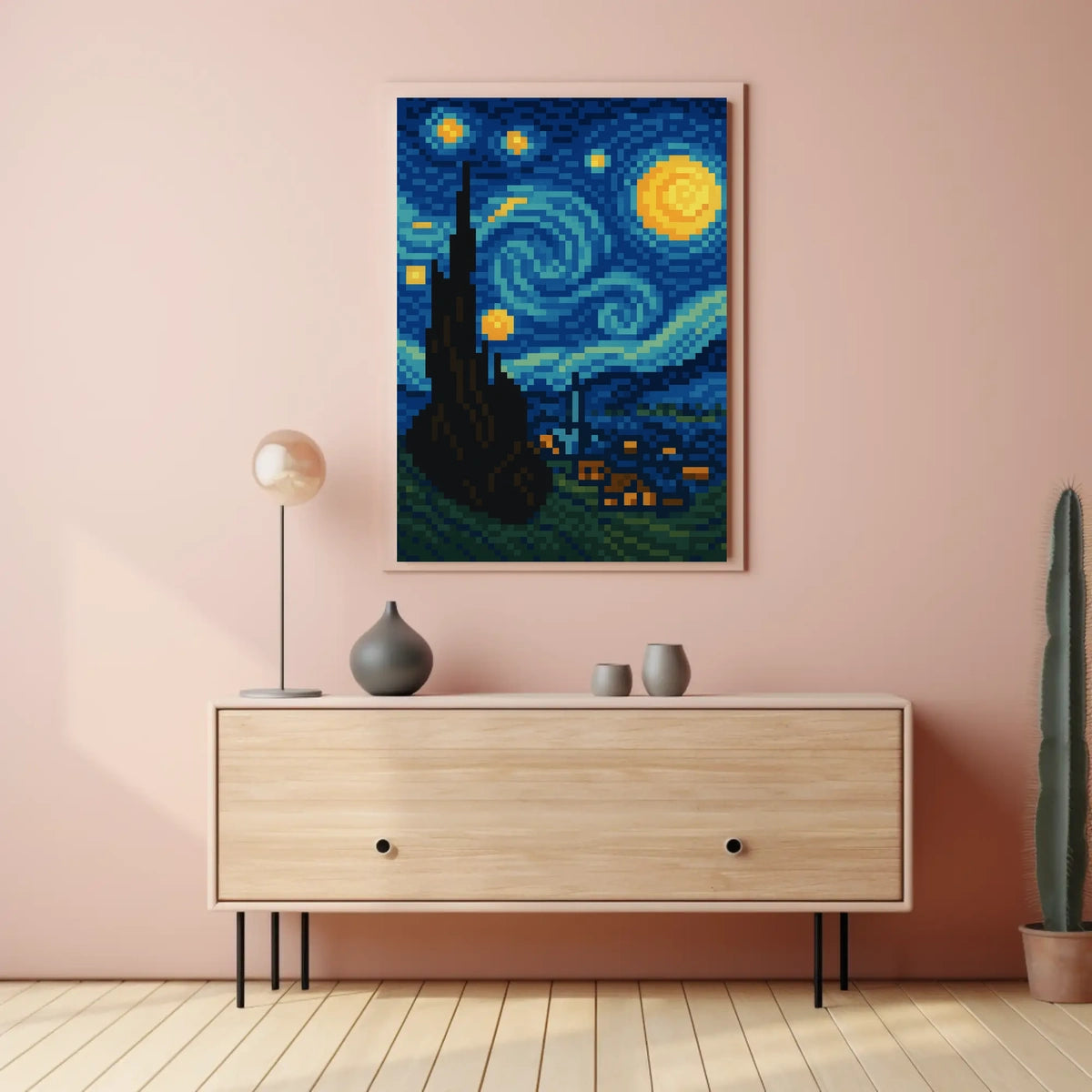 Pixelated Starry Night Poster