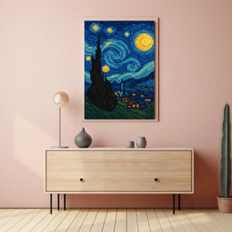Pixelated Starry Night Poster