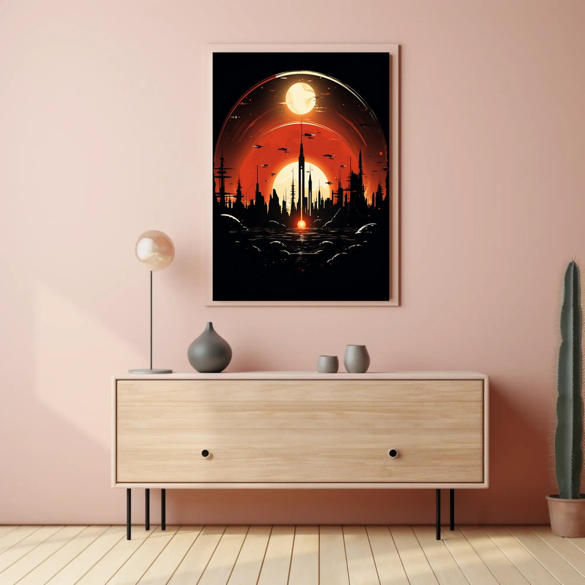 Futuristic Skyline at Sunset Poster