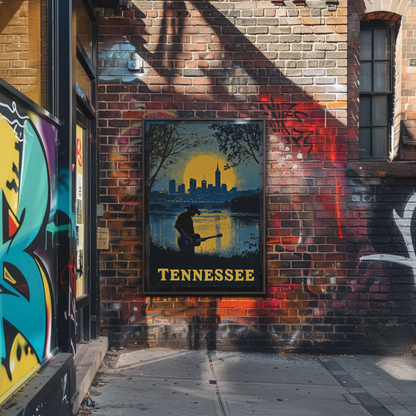Tennessee Vintage Poster - Music and Cityscape
