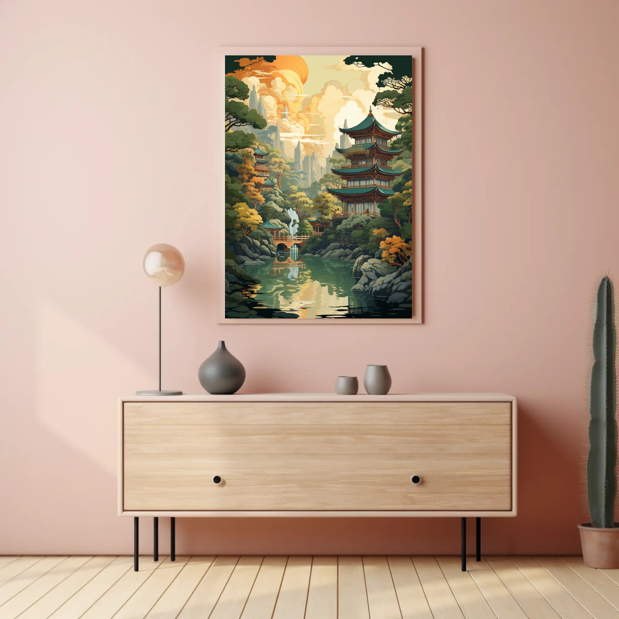 Tranquil Pagoda Landscape Poster