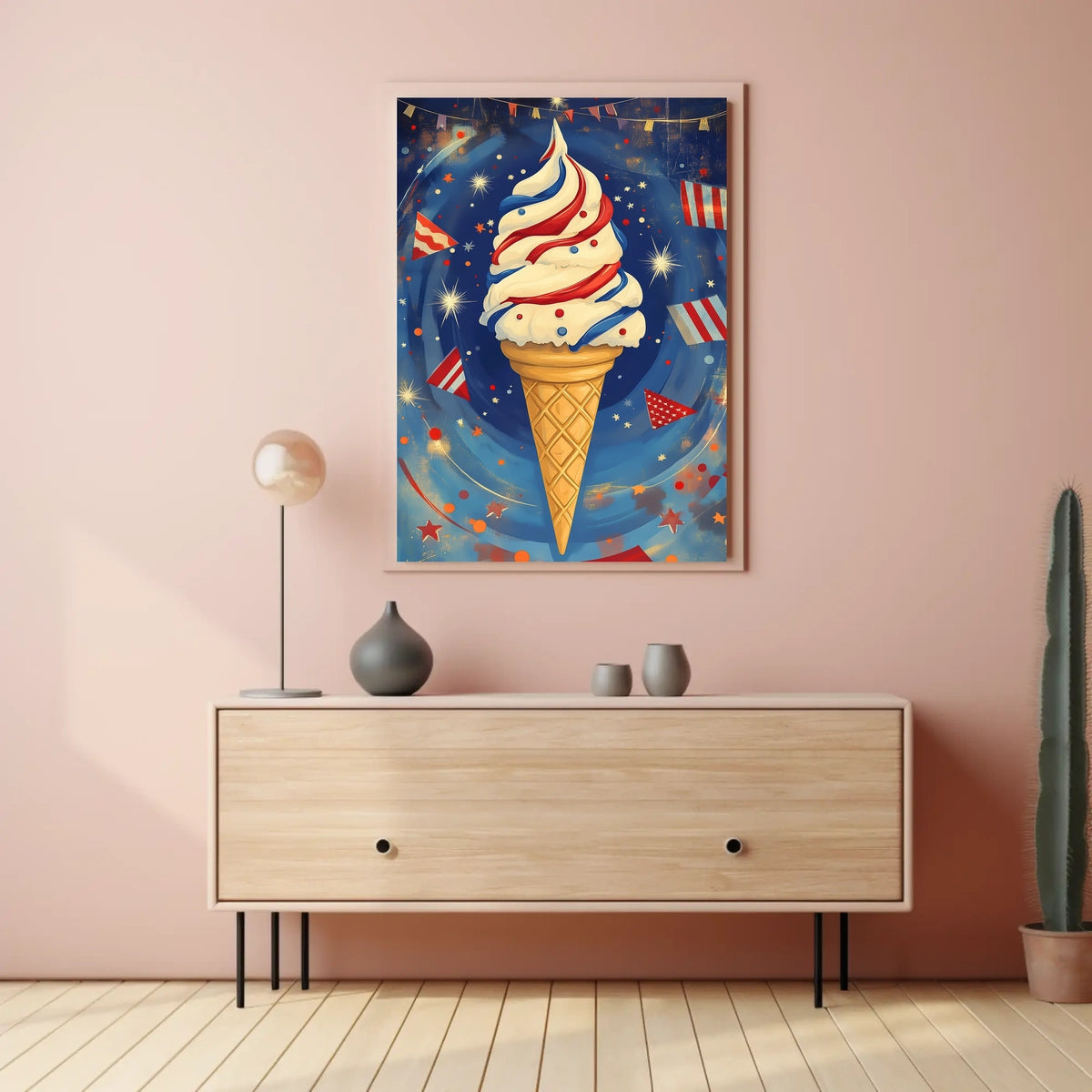 Vibrant Ice Cream Swirl Artwork With Confetti Poster
