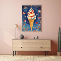Vibrant Ice Cream Swirl Artwork With Confetti Poster