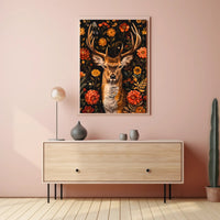 Majestic Deer Floral Wonderland Poster