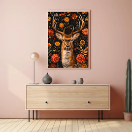 Majestic Deer Floral Wonderland Poster