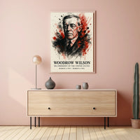 Woodrow Wilson Watercolor Illustration Historical or Presidential Poster