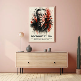 Woodrow Wilson Watercolor Illustration Historical or Presidential Poster