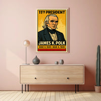 James K. Polk 11th President of the United States Inked Comic Style Poster
