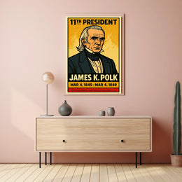 James K. Polk 11th President of the United States Inked Comic Style Poster