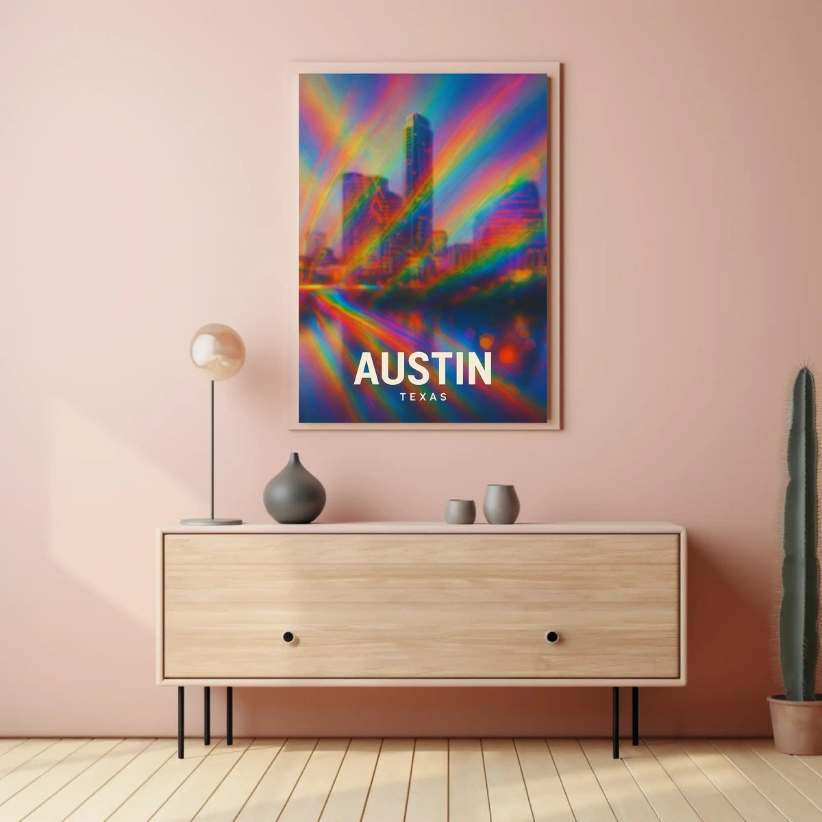 Austin Cityscape Psychedelic Pop Art Urban Poster
