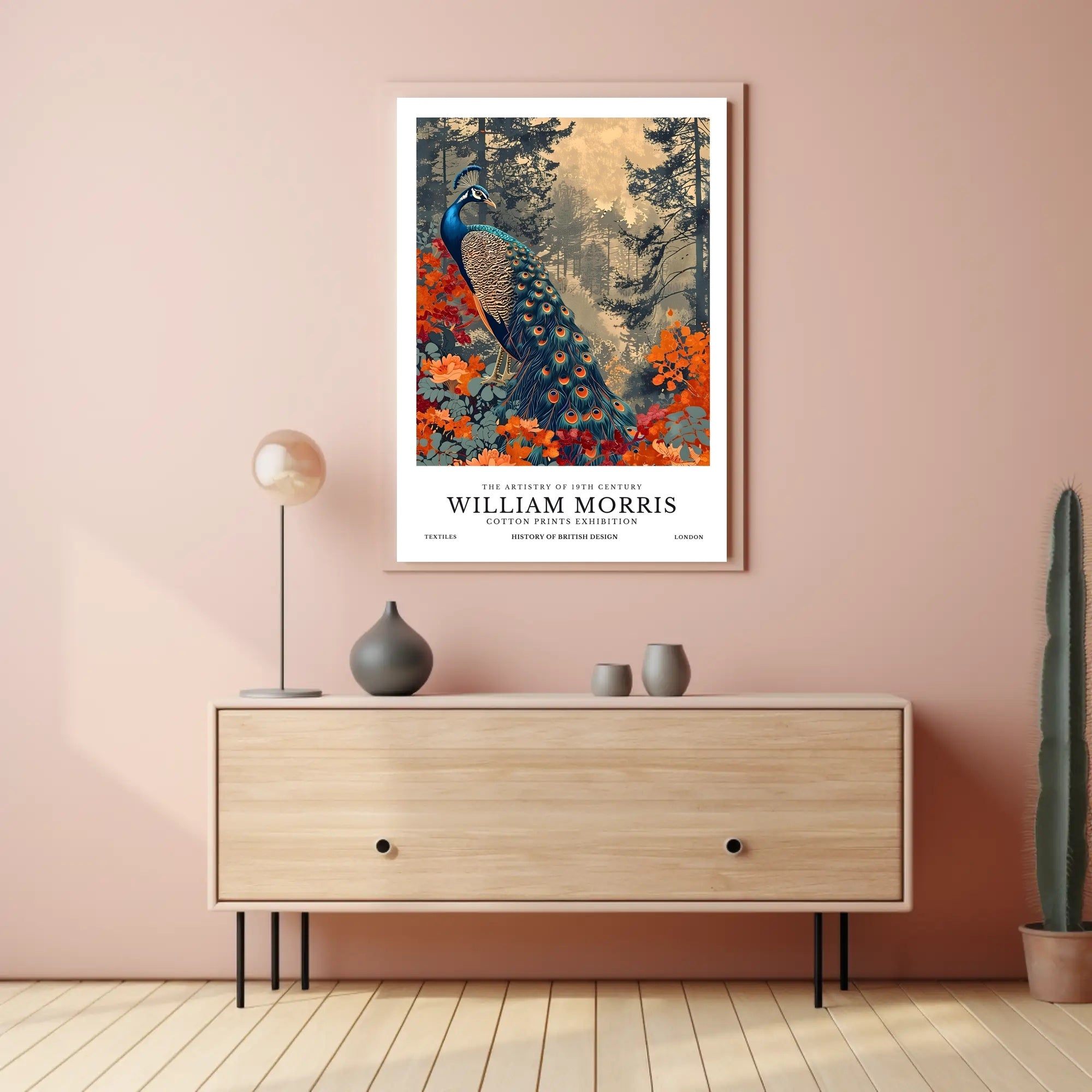 William Morris Peacock Design Cotton Prints Heritage Poster
