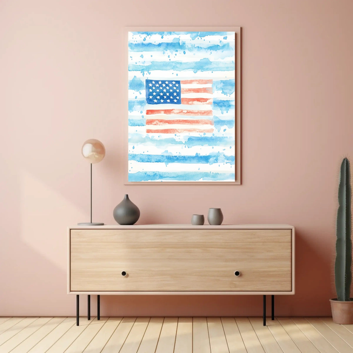 Watercolor American Flag Home Decor Wall Art 18x24 Poster