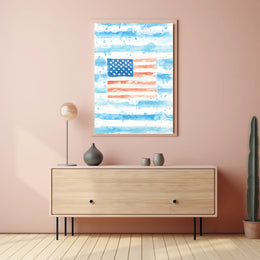 Watercolor American Flag Home Decor Wall Art 18x24 Poster
