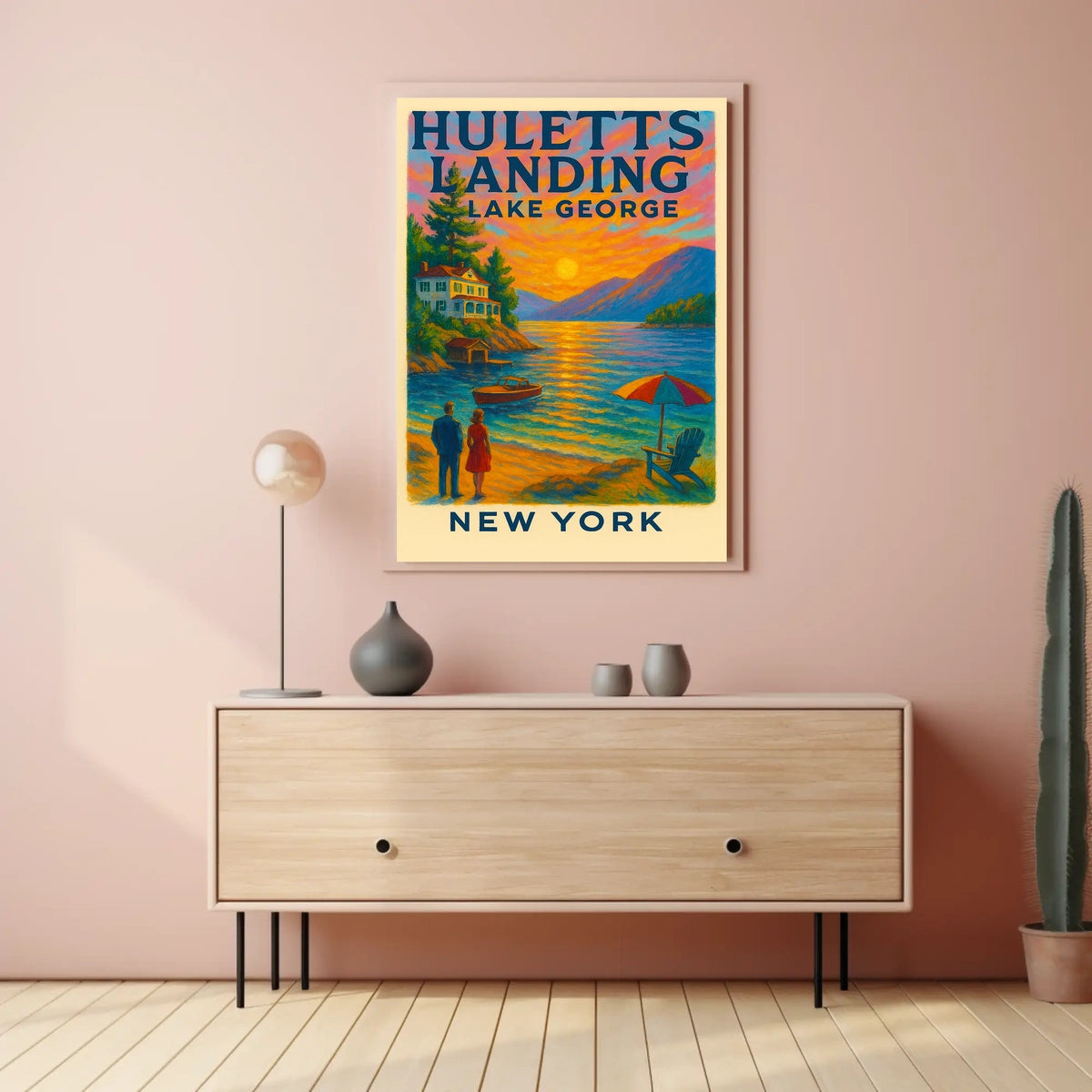 Huletts Landing Sunset Vintage Travel Poster