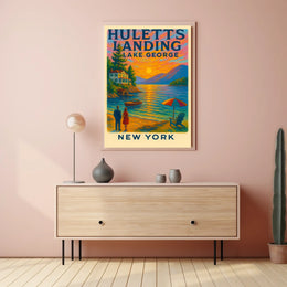 Huletts Landing Sunset Vintage Travel Poster