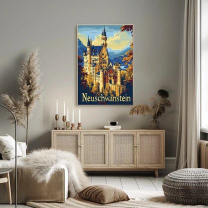 Neuschwanstein Castle Bavaria Forest Travel Poster