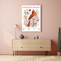 Northern Cardinal Ohio State Bird Art Poster