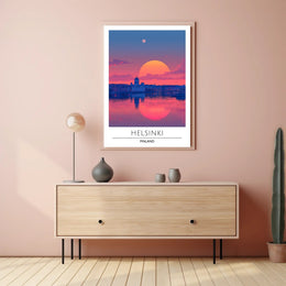 Helsinki Sunset Cityscape Poster Urban or Cityscape Poster