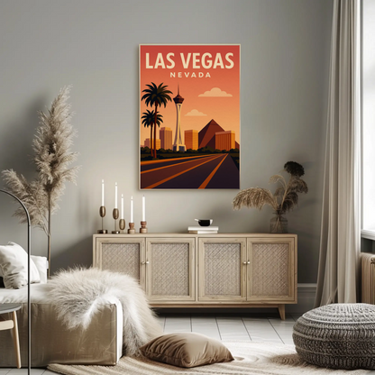 Las Vegas Nevada Skyline Stratosphere Sunset View Poster