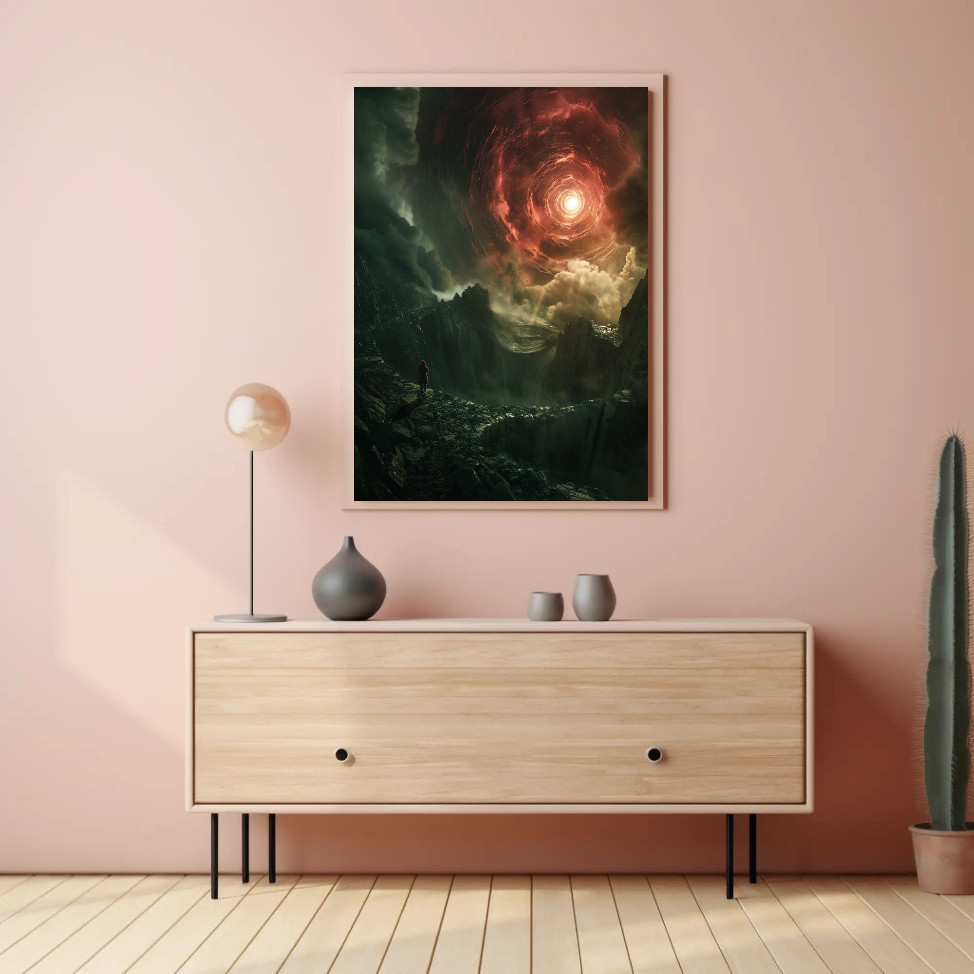 Surreal Landscape with Fiery Sky Fantasy or Mythology Poster PosterGoat