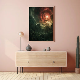 Surreal Landscape with Fiery Sky Fantasy or Mythology Poster PosterGoat
