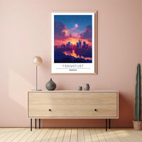 Frankfurt Skyline at Vibrant Sunset Urban or Cityscape Poster