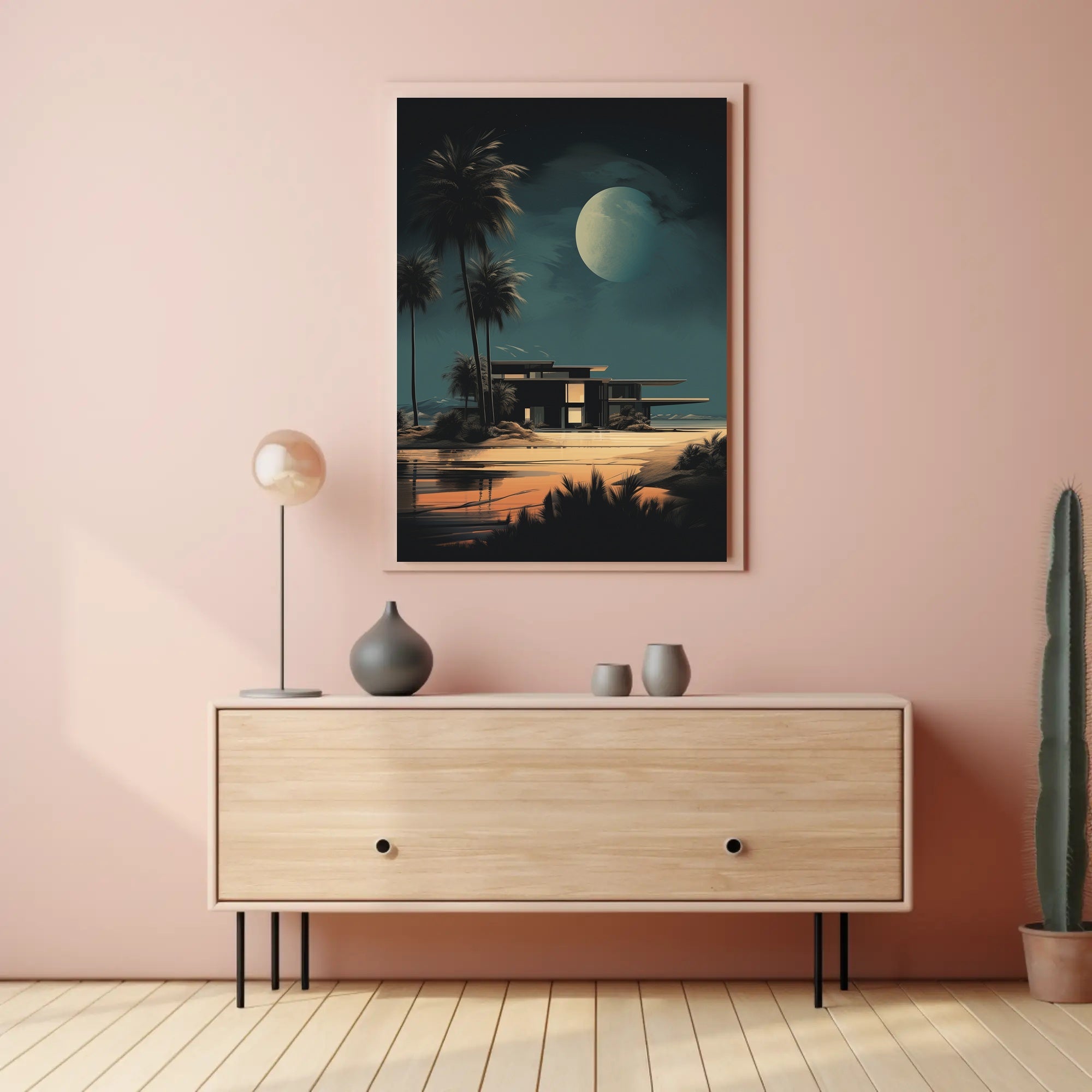 Moonlit Modern Oasis Modern Poster PosterGoat