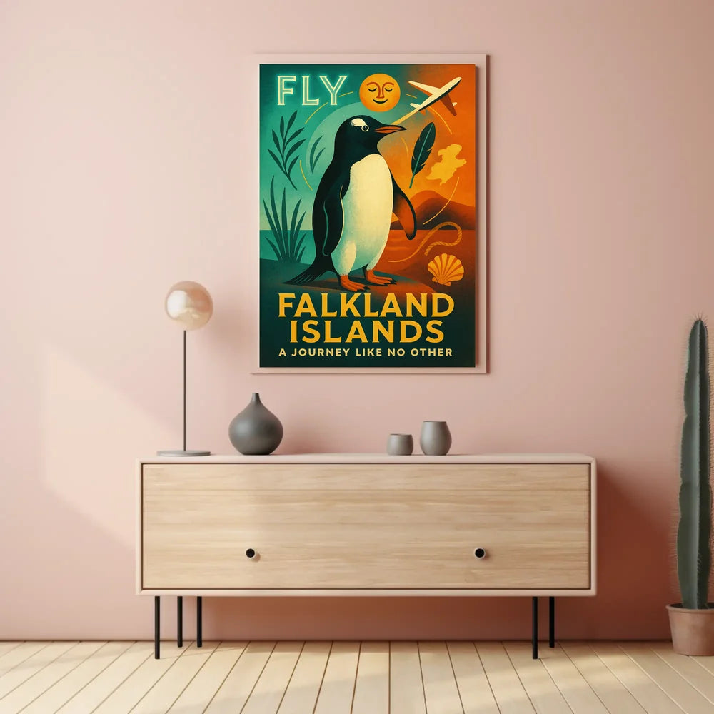 Fly to Falkland Islands Adventure Travel Poster PosterGoat