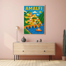 Amalfi Coast Illustration Poster
