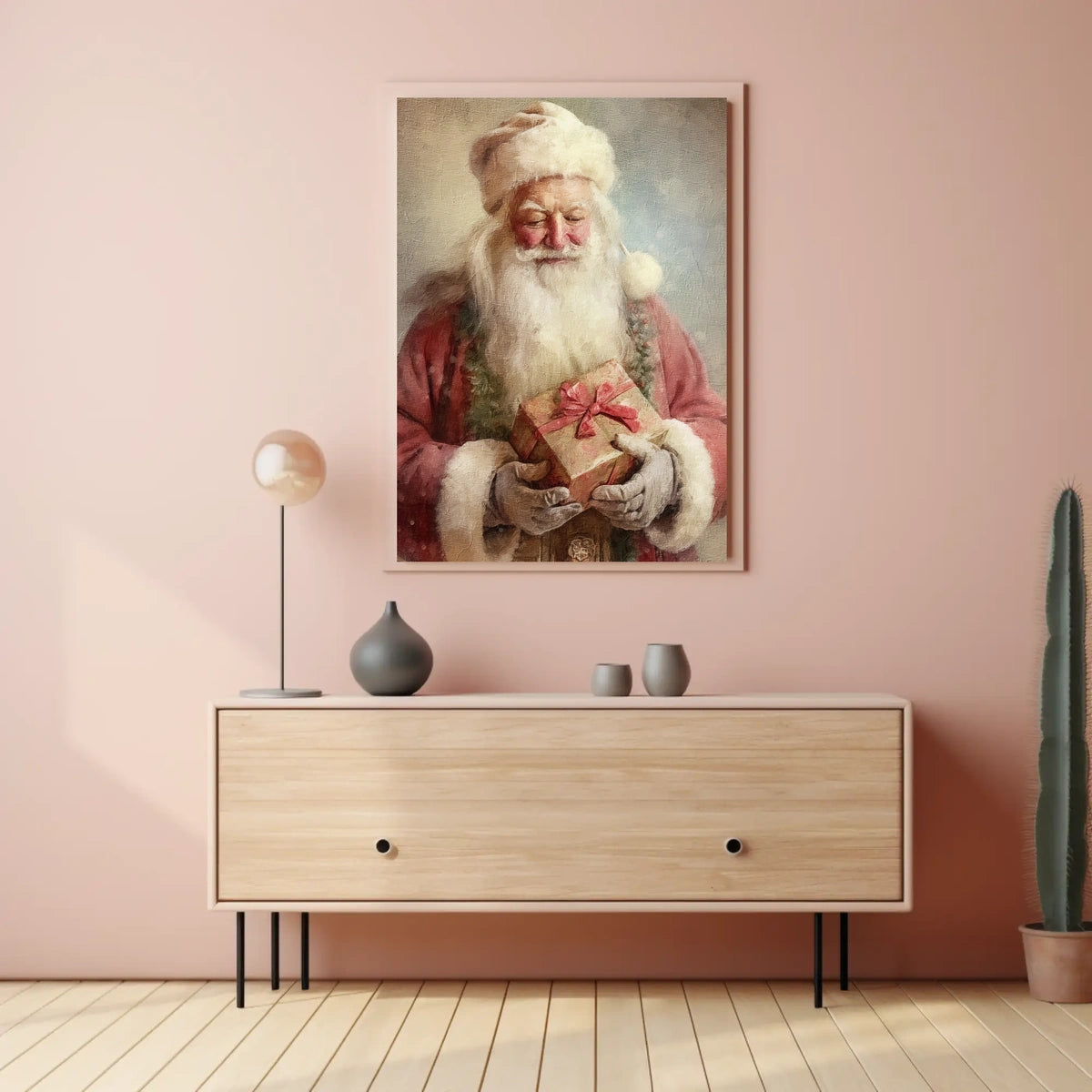 Santa Claus With A Gift Poster