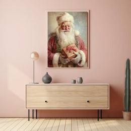 Santa Claus With A Gift Poster