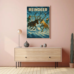 Whimsical Reindeer Winter Wonderland Holiday Poster