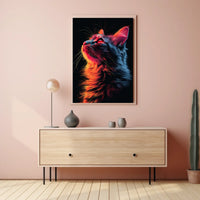 Neon Cat Portrait Poster