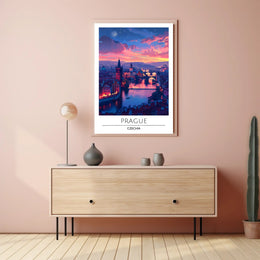 Romantic Twilight Prague View Urban or Cityscape Poster