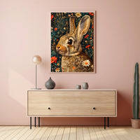 Whimsical Rabbit Floral Wonderland Poster