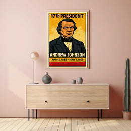 Andrew Johnson 17th President of the United States Inked Comic Style Poster