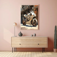 Futuristic Motorcycle In Urban Alley Poster PosterGoat
