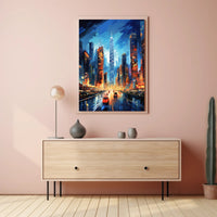 Dynamic Cityscape Skyscraper Modern Art Futuristic Sci-Fi Poster