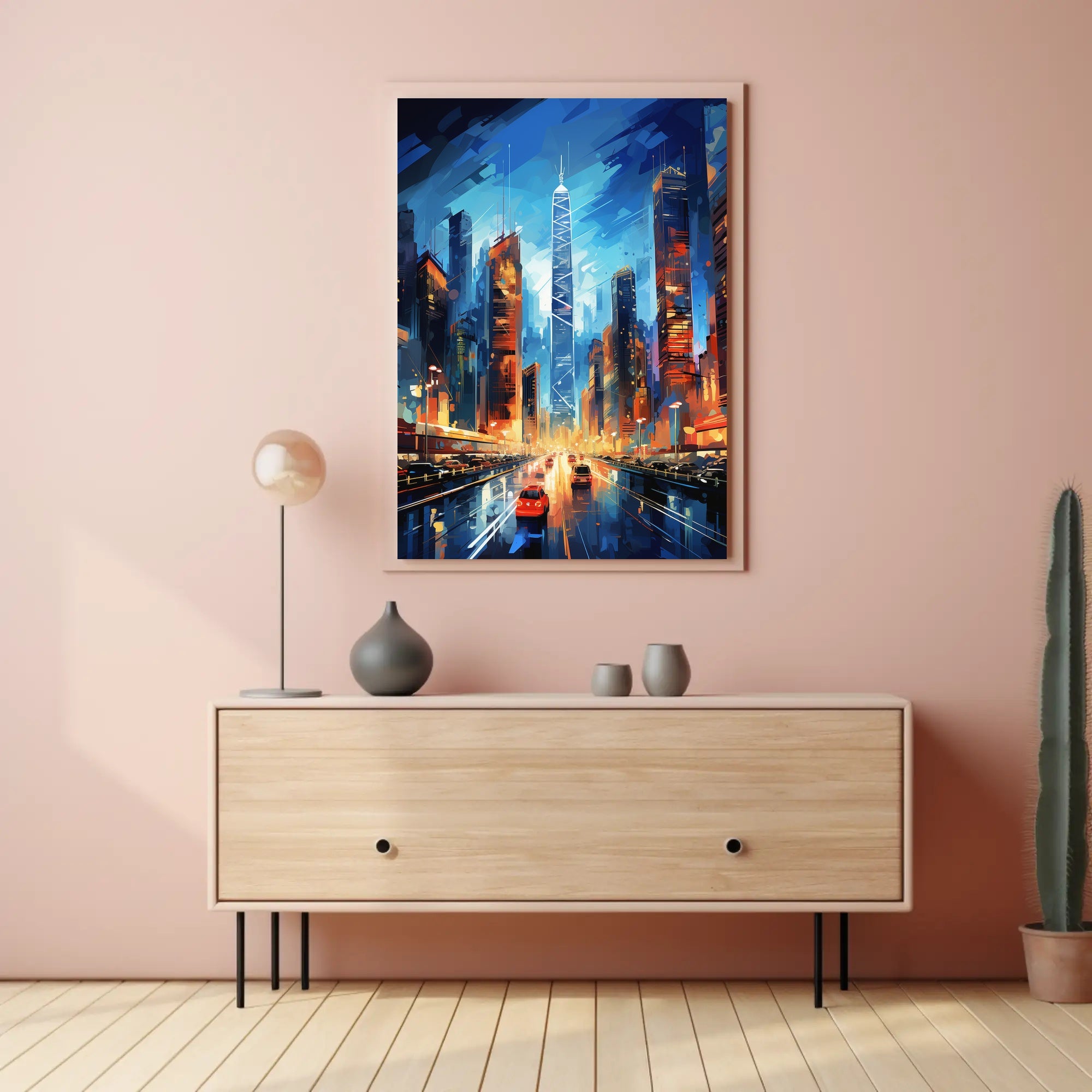 Dynamic Cityscape Skyscraper Modern Art Futuristic Sci-Fi Poster