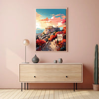 Acropolis Sunset Scenic View Travel Poster