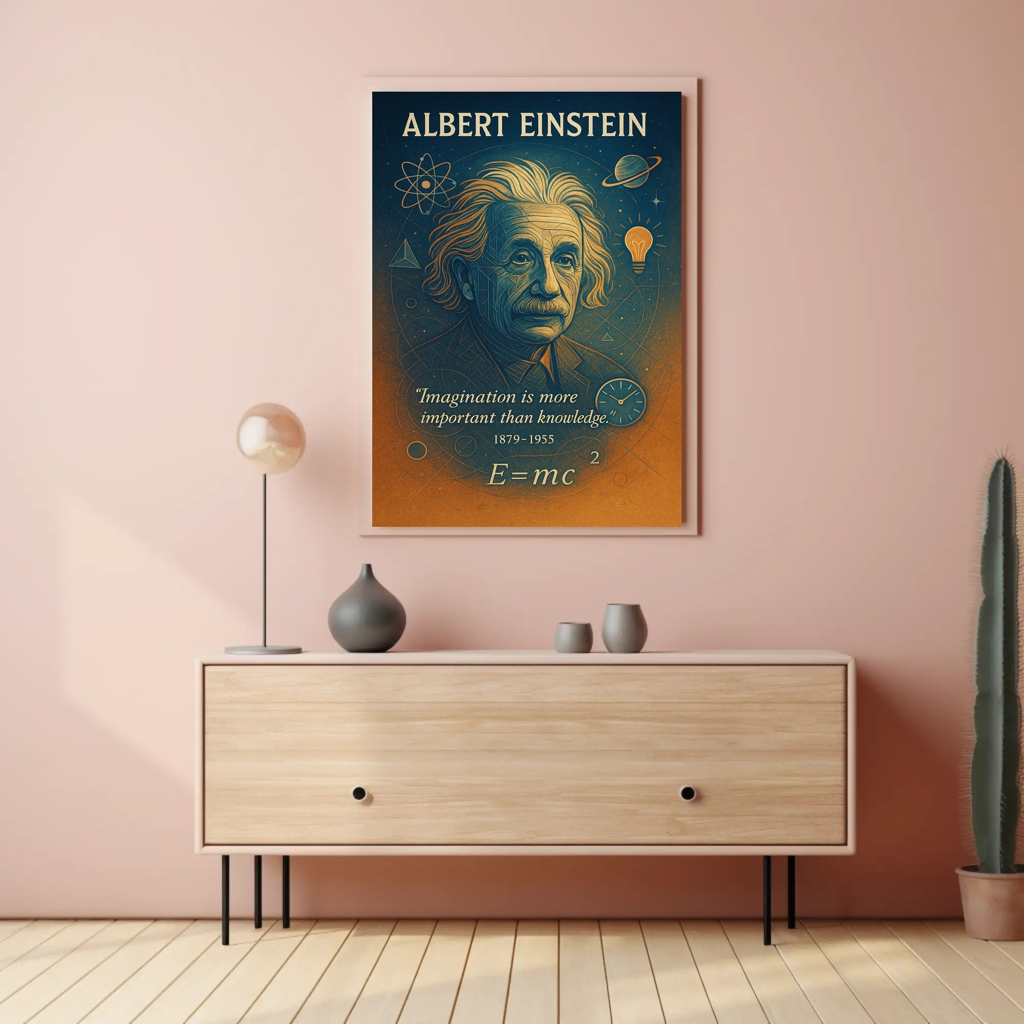 Einstein Inspirational Quote Vintage Art Motivational or Quote Poster